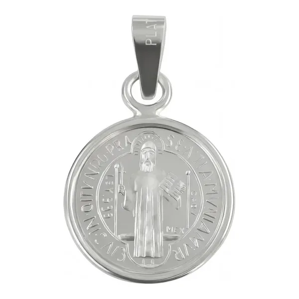 Dije Medalla San Benito Plata 925 Acabado Pulido - Imagen 1