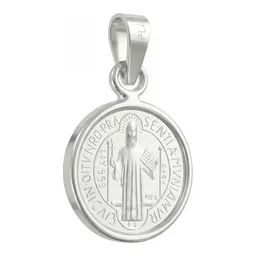 Dije Medalla San Benito Plata 999 Acabado Pulido - Imagen 2
