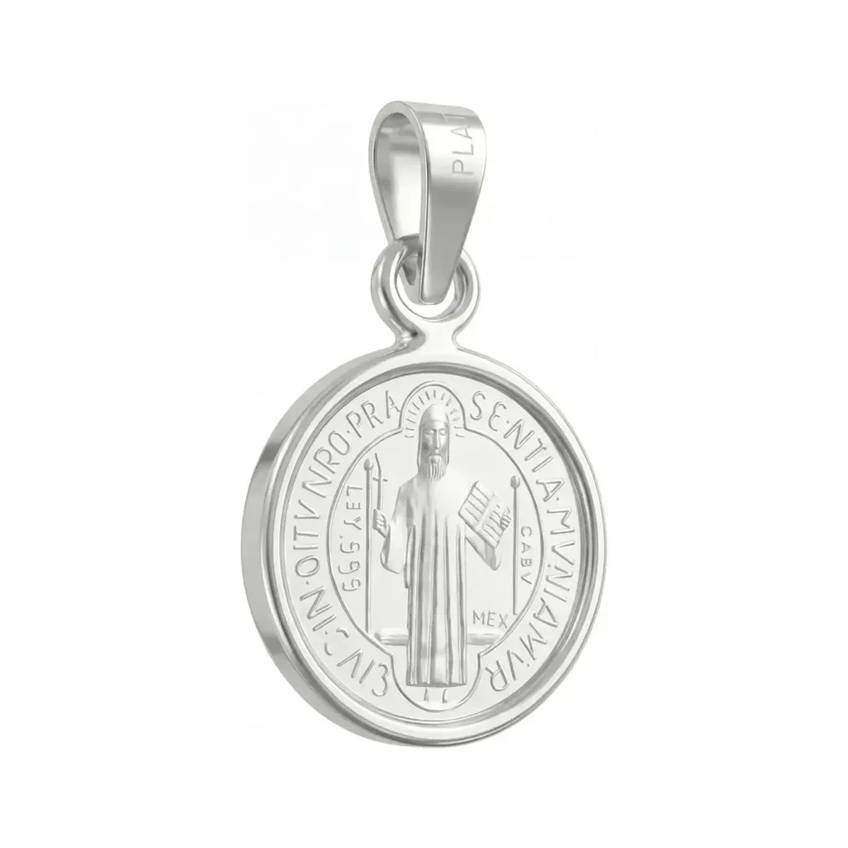 Dije Medalla San Benito Plata 999 Acabado Pulido - Imagen 2