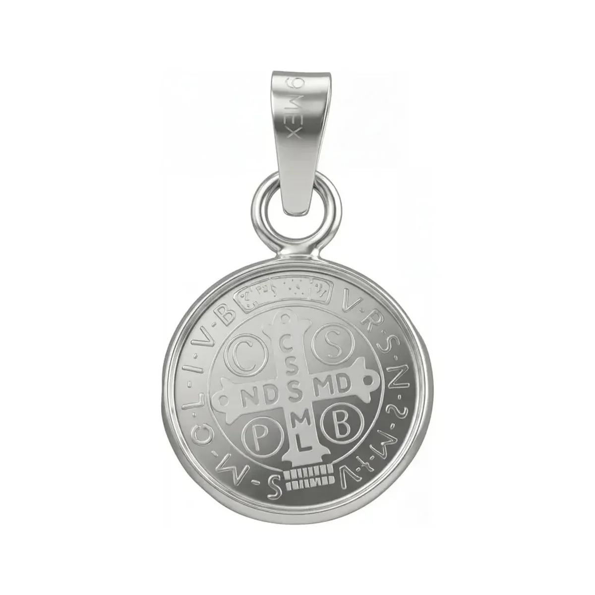 Dije Medalla San Benito Plata 999 Acabado Pulido - Imagen 3
