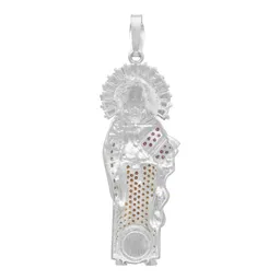 Dije Medalla San Benito Plata 925 con Zirconia Café - Imagen 2