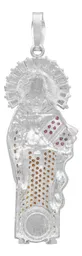 Dije Medalla San Benito Plata 925 con Zirconia Café - Imagen 2