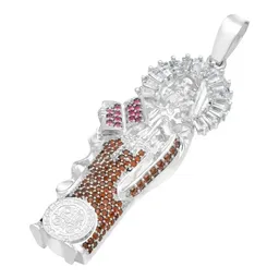 Dije Medalla San Benito Plata 925 con Zirconia Café - Imagen 4