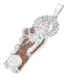 Dije Medalla San Benito Plata 925 con Zirconia Café - Imagen 4