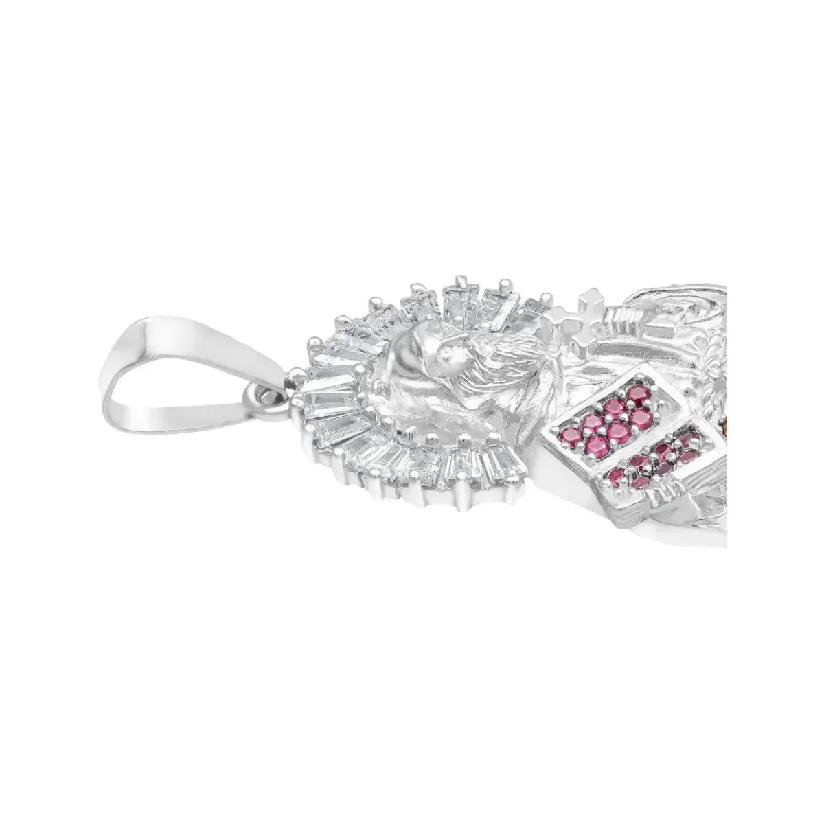 Dije Medalla San Benito Plata 925 con Zirconia Café - Imagen 5