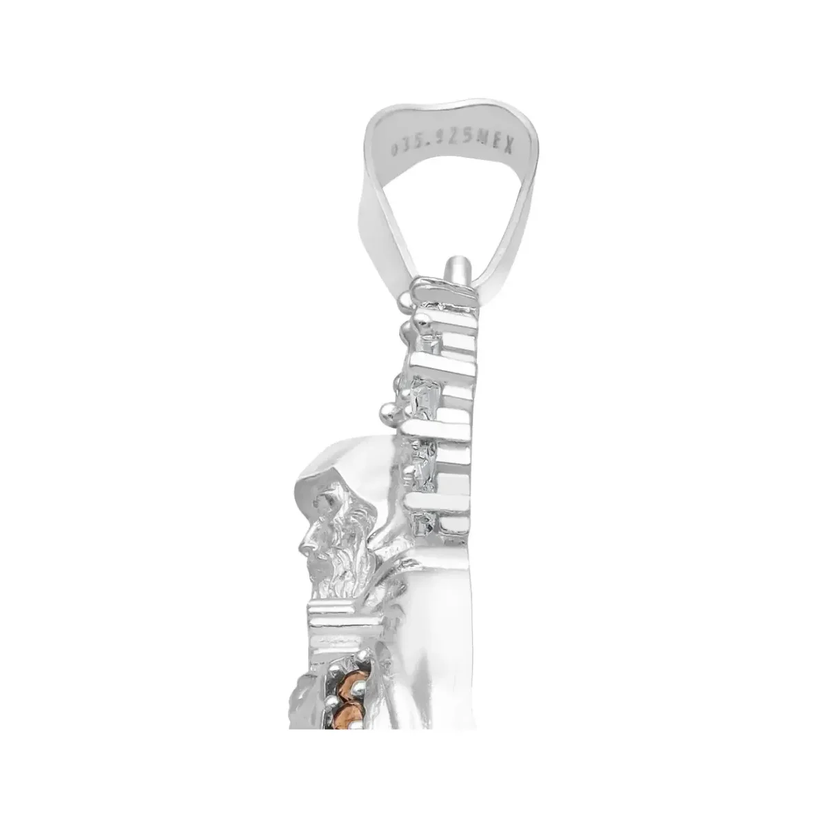 Dije Medalla San Benito Plata 925 con Zirconia Café - Imagen 6
