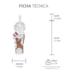 Dije Medalla San Benito Plata 925 con Zirconia Café - Imagen 7