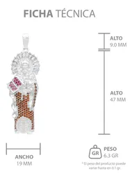 Dije Medalla San Benito Plata 925 con Zirconia Café - Imagen 7