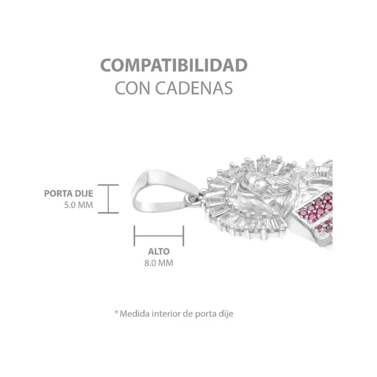 Dije Medalla San Benito Plata 925 con Zirconia Café - Imagen 8