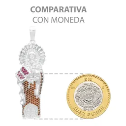 Dije Medalla San Benito Plata 925 con Zirconia Café - Imagen 9