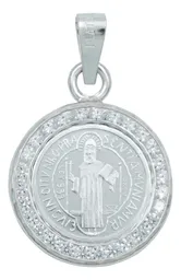 Dije Medalla San Benito Plata 999 con Zirconia para Protección - Imagen 1