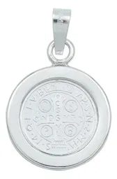 Dije Medalla San Benito Plata 999 con Zirconia para Protección - Imagen 3