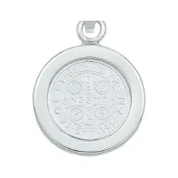 Dije Medalla San Benito Plata 999 con Zirconia para Protección - Imagen 4