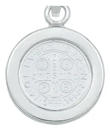 Dije Medalla San Benito Plata 999 con Zirconia para Protección - Imagen 4