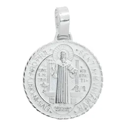 Dije Medalla San Benito Plata 925 Diamantada Gigante - Imagen 1