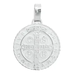 Dije Medalla San Benito Plata 925 Diamantada Gigante - Imagen 2