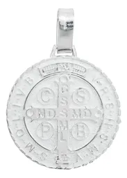 Dije Medalla San Benito Plata 925 Diamantada Gigante - Imagen 2