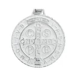 Dije Medalla San Benito Plata 925 Diamantada Gigante - Imagen 4