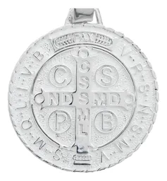 Dije Medalla San Benito Plata 925 Diamantada Gigante - Imagen 4