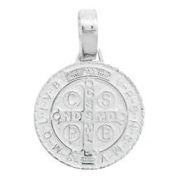 Dije Medalla San Benito Plata 925 Diamantada Grande - Imagen 2