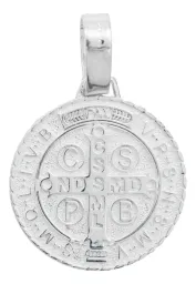 Dije Medalla San Benito Plata 925 Diamantada Grande - Imagen 2