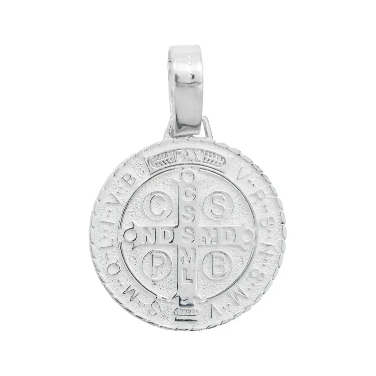 Dije Medalla San Benito Plata 925 Diamantada Grande - Imagen 2