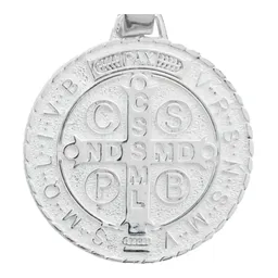 Dije Medalla San Benito Plata 925 Diamantada Grande - Imagen 4