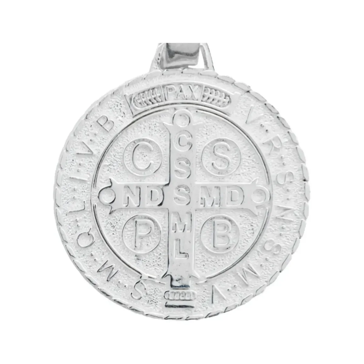 Dije Medalla San Benito Plata 925 Diamantada Grande - Imagen 4