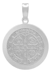Dije Medalla San Benito Plata 925 Doble Vista Cruz - Imagen 2