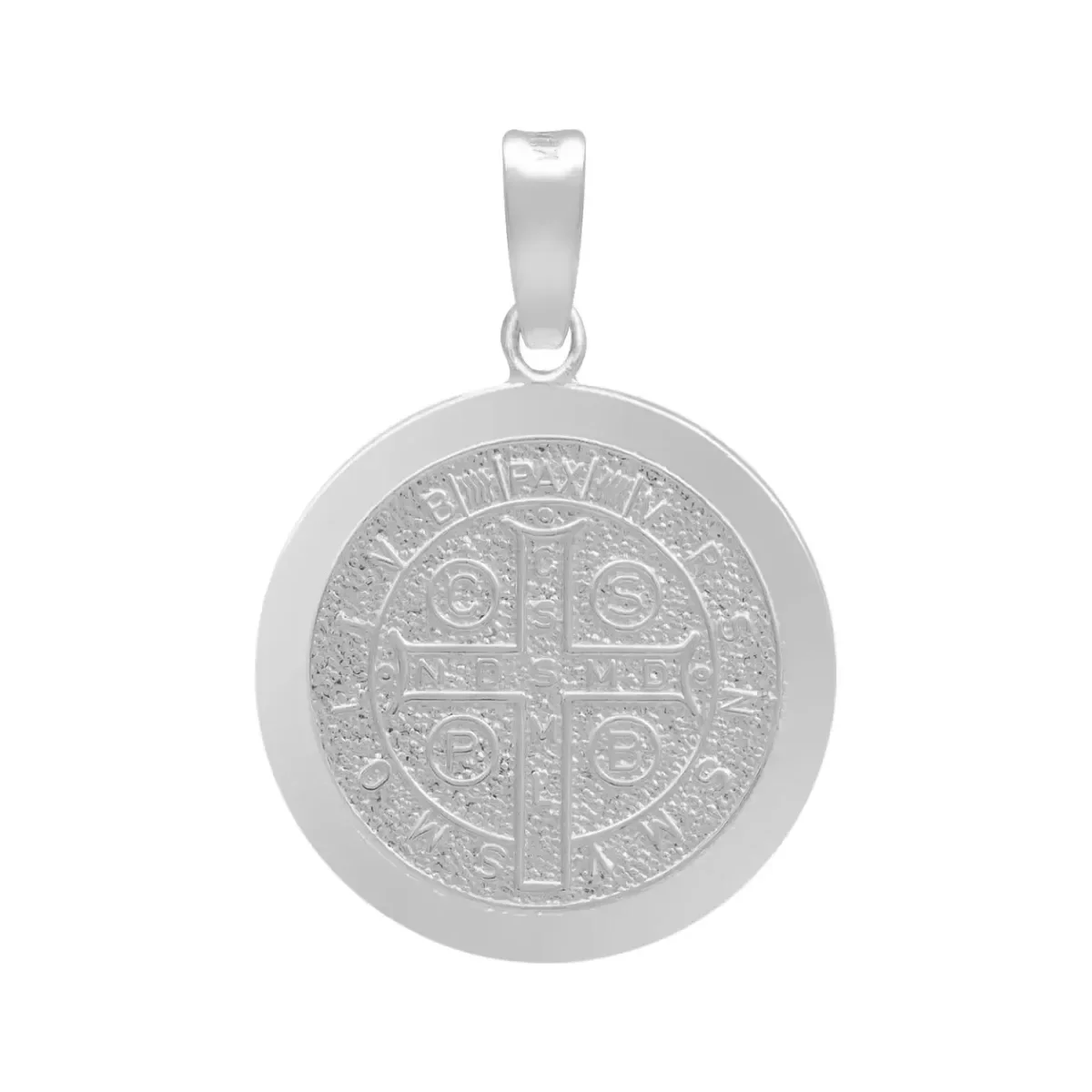 Dije Medalla San Benito Plata 925 Doble Vista Cruz - Imagen 2