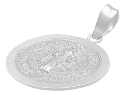 Dije Medalla San Benito Plata 925 Doble Vista Cruz - Imagen 4