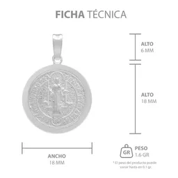 Dije Medalla San Benito Plata 925 Doble Vista Cruz - Imagen 7