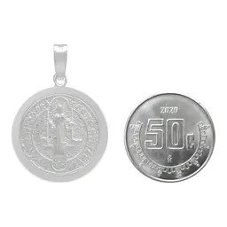 Dije Medalla San Benito Plata 925 Doble Vista Cruz - Imagen 8