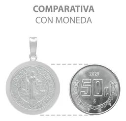 Dije Medalla San Benito Plata 925 Doble Vista Cruz - Imagen 8