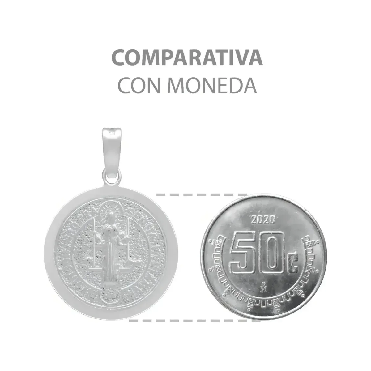 Dije Medalla San Benito Plata 925 Doble Vista Cruz - Imagen 8