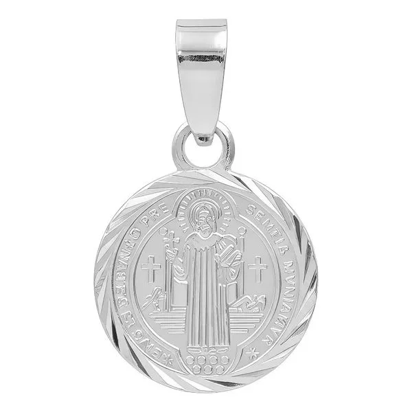 Dije Medalla San Benito Plata 925 Doble Vista Diamantada Modelo 2436 - Imagen 1