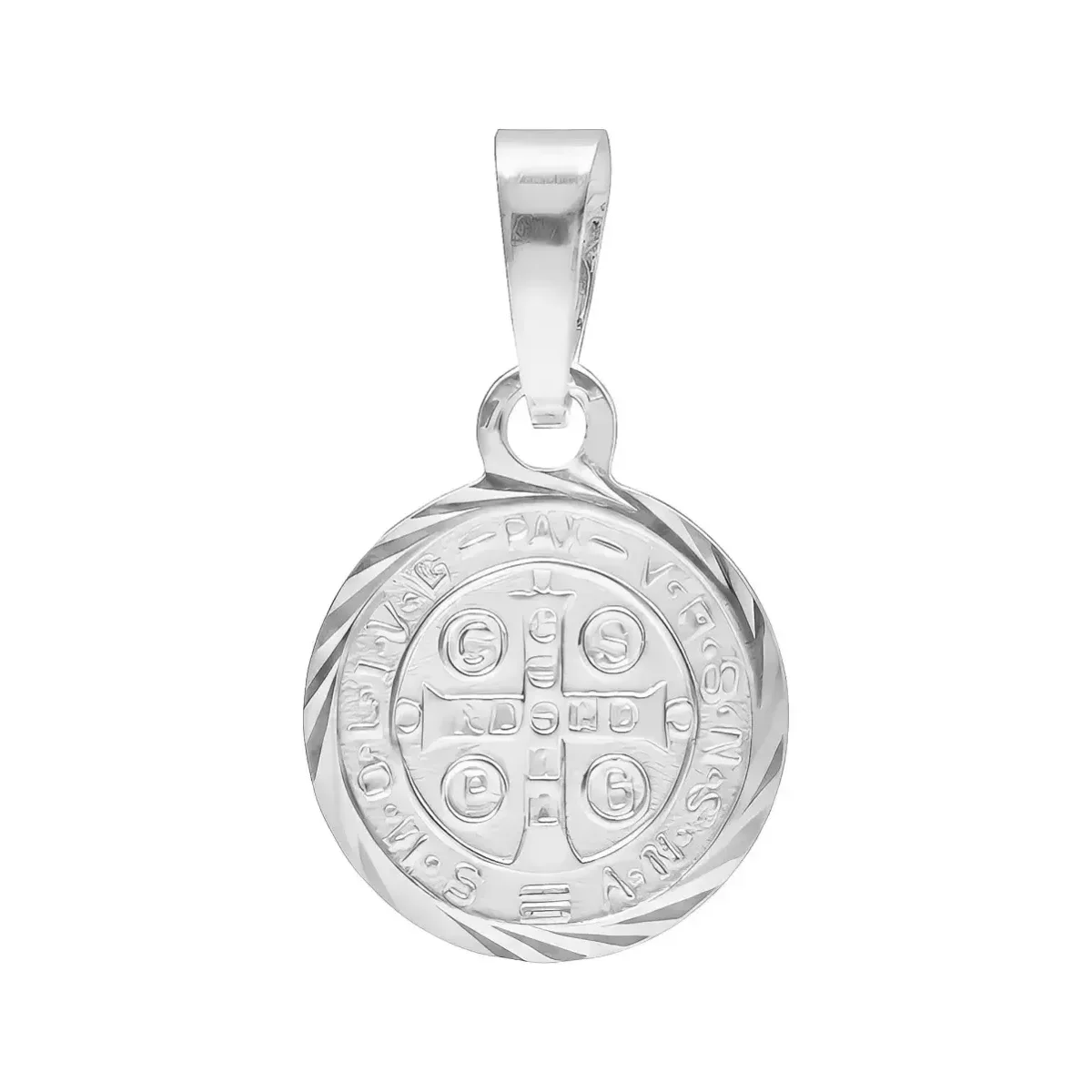 Dije Medalla San Benito de Plata .925 Doble Vista 20x14 mm - Imagen 2