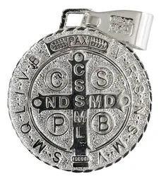 Dije Medalla San Benito Plata 925 Doble Vista Diamantada Modelo 906 - Imagen 3