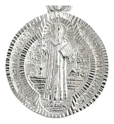 Dije Medalla San Benito Plata 925 Doble Vista Diamantado Modelo 1340 - Imagen 3