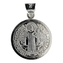 Dije Medalla San Benito Plata 925 Doble Vista Protección - Imagen 2