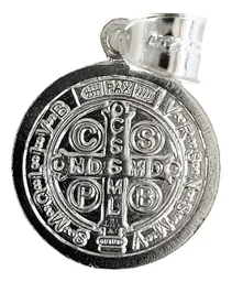 Dije Medalla San Benito Plata 925 Doble Vista Protección - Imagen 3