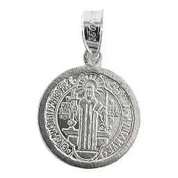 Dije Medalla San Benito Plata 925 Doble Vista Religiosa Unisex - Imagen 1
