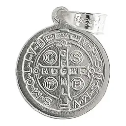 Dije Medalla San Benito Plata 925 Doble Vista Religiosa Unisex - Imagen 2