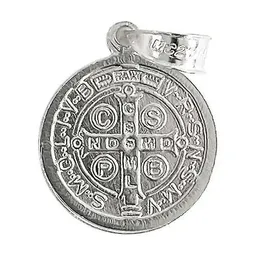Dije Medalla San Benito Plata 925 Doble Vista Religiosa Unisex - Imagen 2