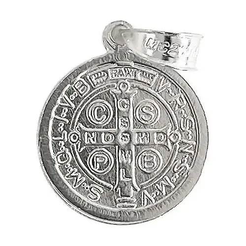 Dije Medalla San Benito Plata 925 Doble Vista Religiosa Unisex - Imagen 1