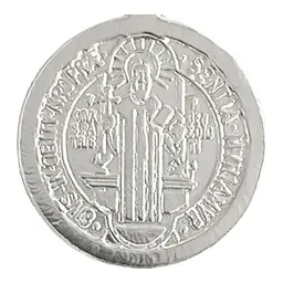 Dije Medalla San Benito Plata 925 Doble Vista Religiosa Unisex - Imagen 3