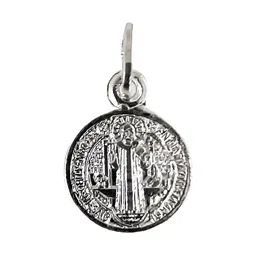 Dije Medalla San Benito Plata .925 Doble Vista - Imagen 1