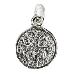 Dije Medalla San Benito Plata .925 Doble Vista - Imagen 2