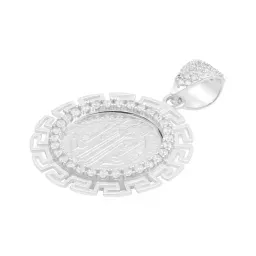 Dije Medalla San Benito Plata 925 Grecas Zirconias 3.4 Cm - Imagen 4