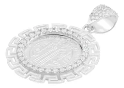 Dije Medalla San Benito Plata 925 Grecas Zirconias 3.4 Cm - Imagen 4